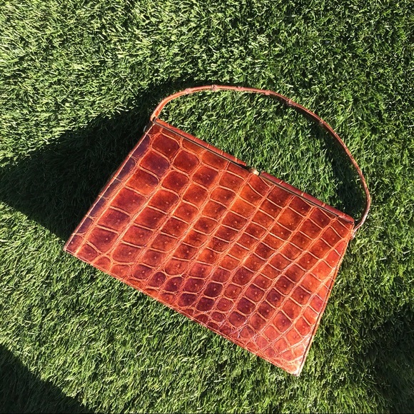 Rare Vintage 50s Alligator skin clasp purse - Picture 3 of 5